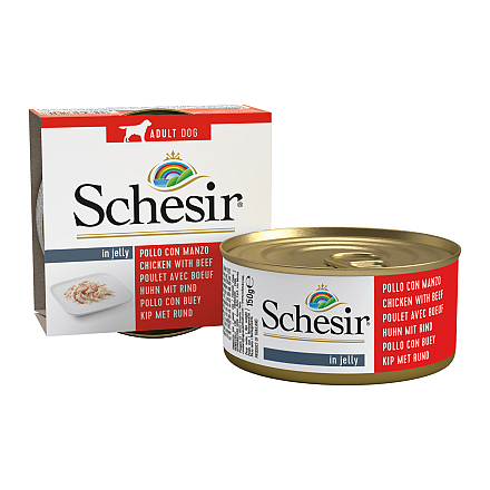 Schesir Hondenvoer Kip/Rund Gelei 150 gr