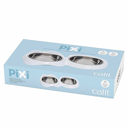 Catit Voer- en Drinkbak Pixi Double Wit<br> 2 x 200 ml